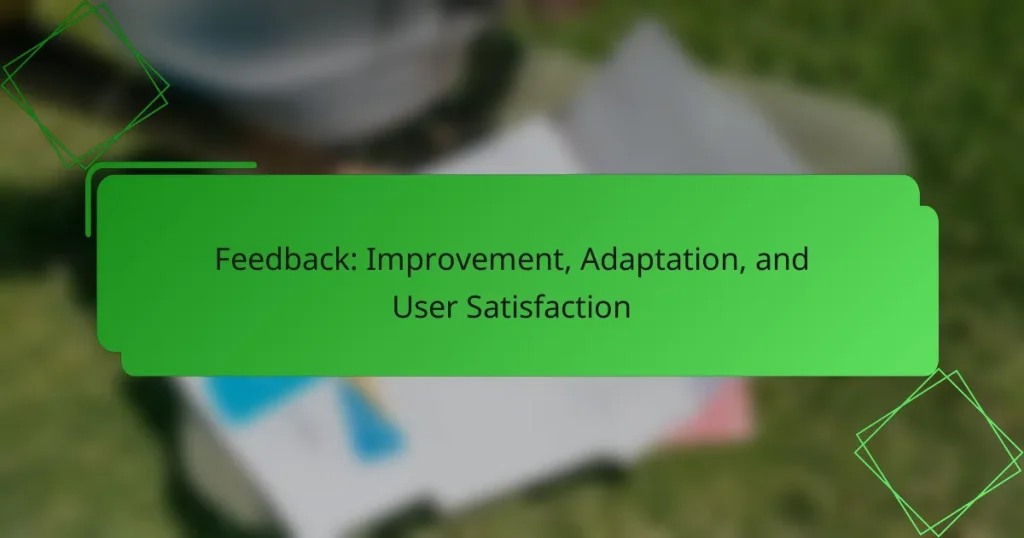 Feedback: Improvement, Adaptation, and User Satisfaction