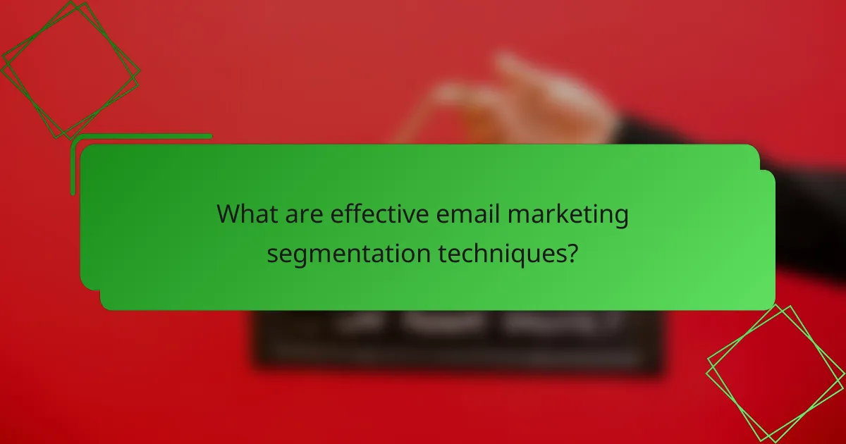 What are effective email marketing segmentation techniques?