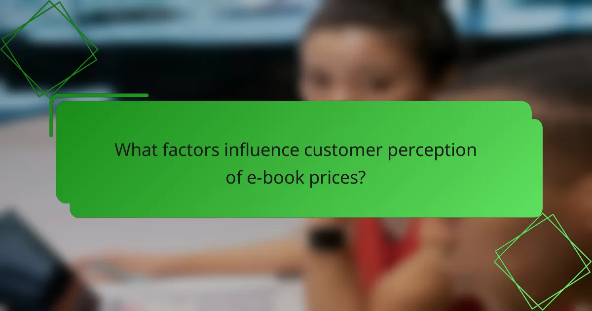 What factors influence customer perception of e-book prices?